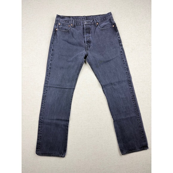 Levi's Other - Levis 501 Mens 36x34 Faded Fuzzy Black Vintage Y2K‎ Style Jeans-Light Distress .
